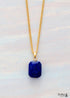 Boho Necklace, Deep Blue Lapis Square Pendant